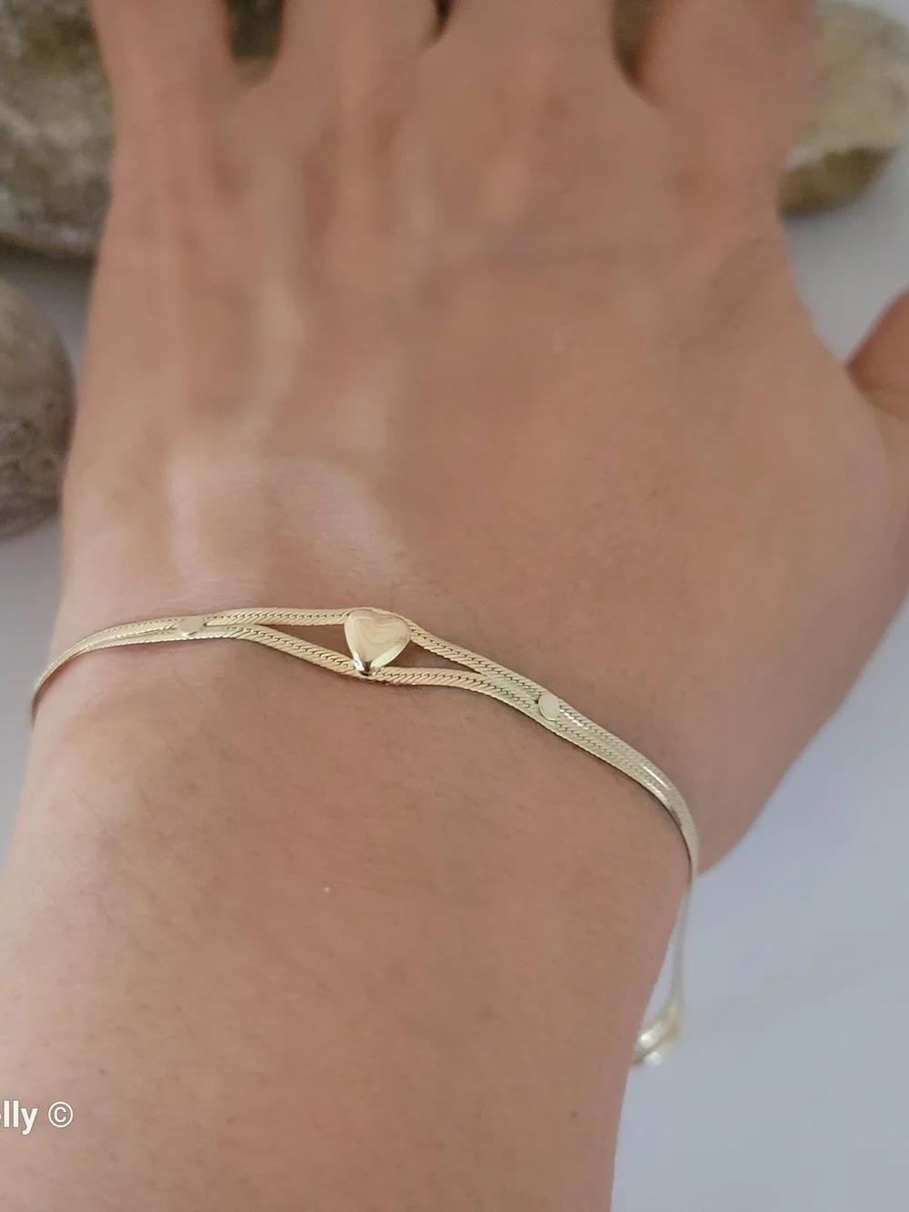 Italy 14K Solid Gold Two Strand Heart Cuban Mini Link Bracelet or Anklet 👌🎁